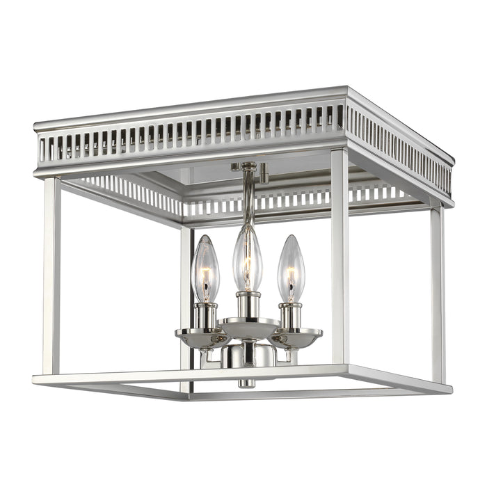Three Light Flush Mount from the Woodruff collection in Polished Nickel finish