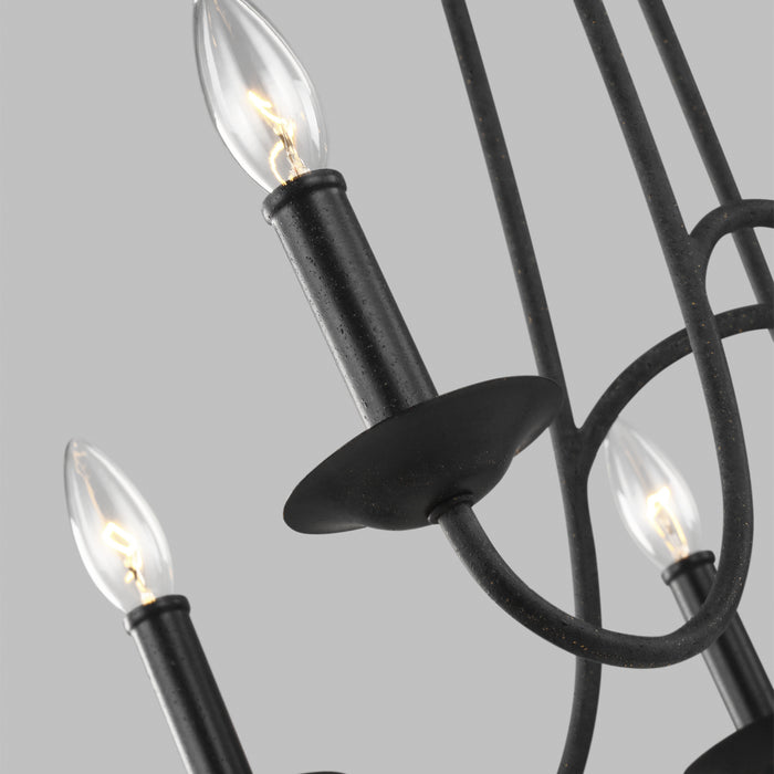 Six Light Chandelier from the BOUGHTON collection in Antique Forged Iron finish