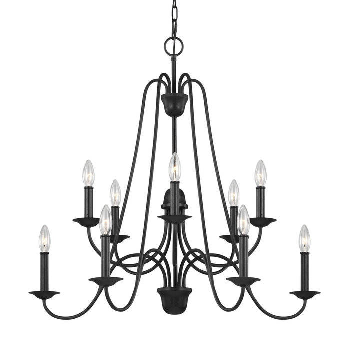 Ten Light Chandelier from the BOUGHTON collection in Antique Forged Iron finish