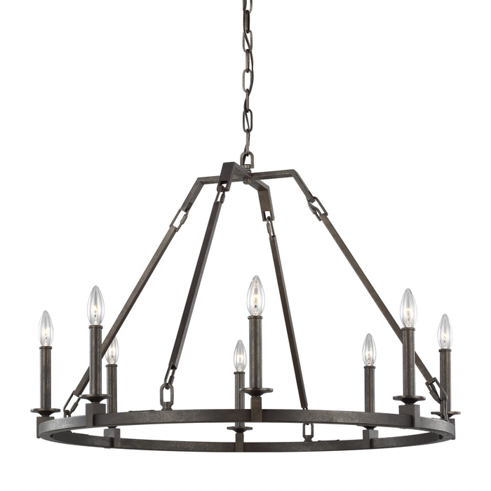 Eight Light Chandelier from the Landen collection in Smith Steel finish