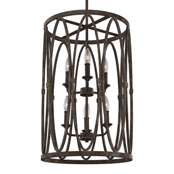 Six Light Hanging Shade from the Patrice collection in Deep Abyss finish