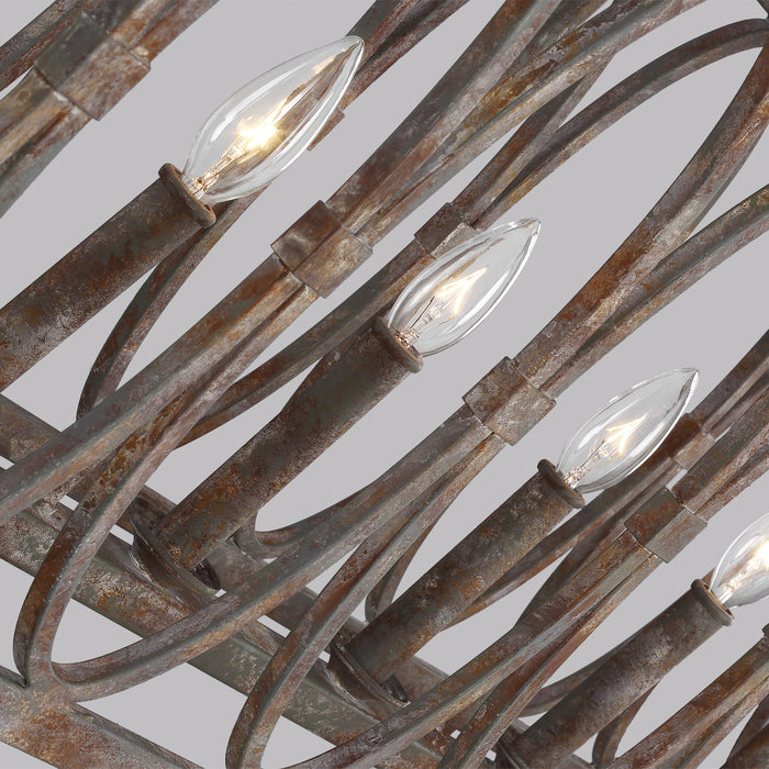 Six Light Linear Chandelier from the Patrice collection in Deep Abyss finish