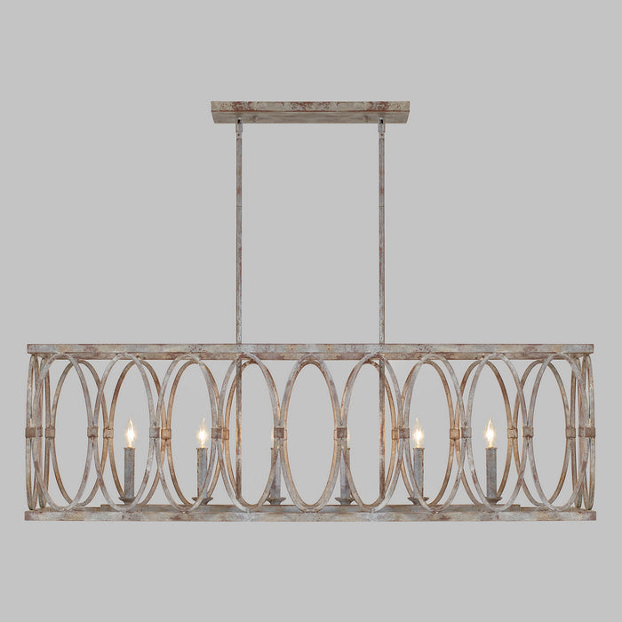 Six Light Linear Chandelier from the Patrice collection in Deep Abyss finish
