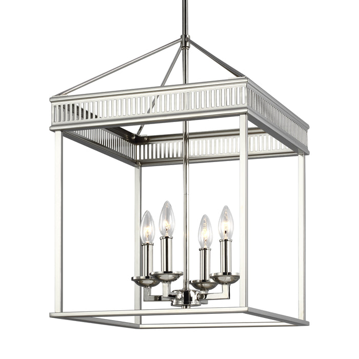 Four Light Lantern from the Woodruff collection in Polished Nickel finish