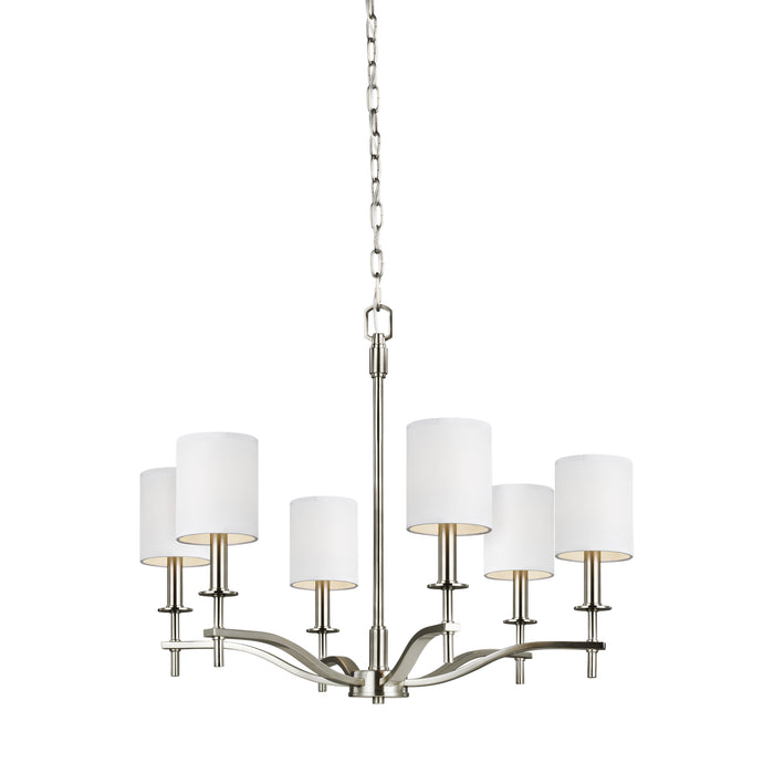 Six Light Chandelier from the Hewitt collection in Satin Nickel finish