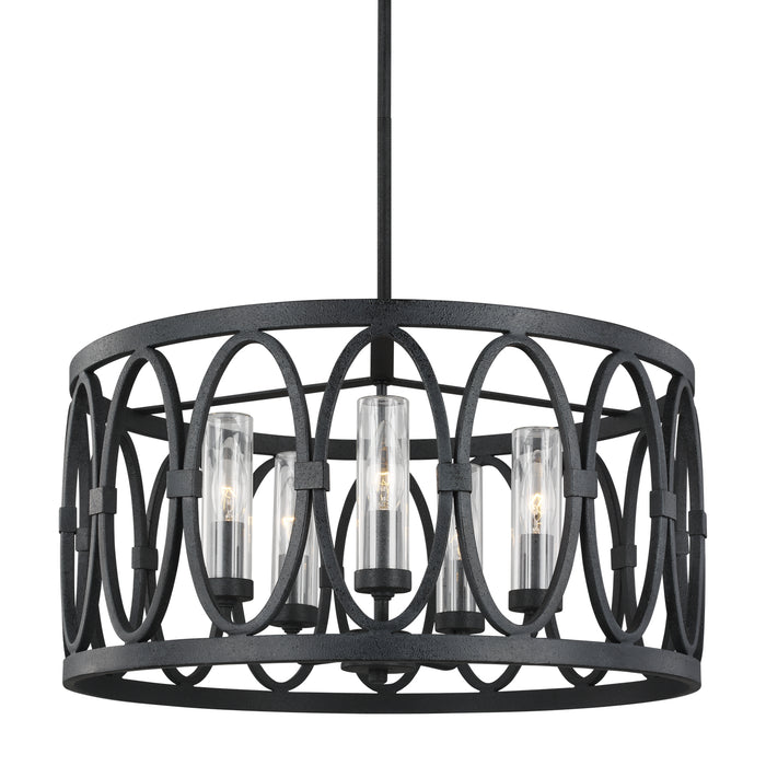 Five Light Outdoor Chandelier from the Patrice collection in Dark Weathered Zinc finish