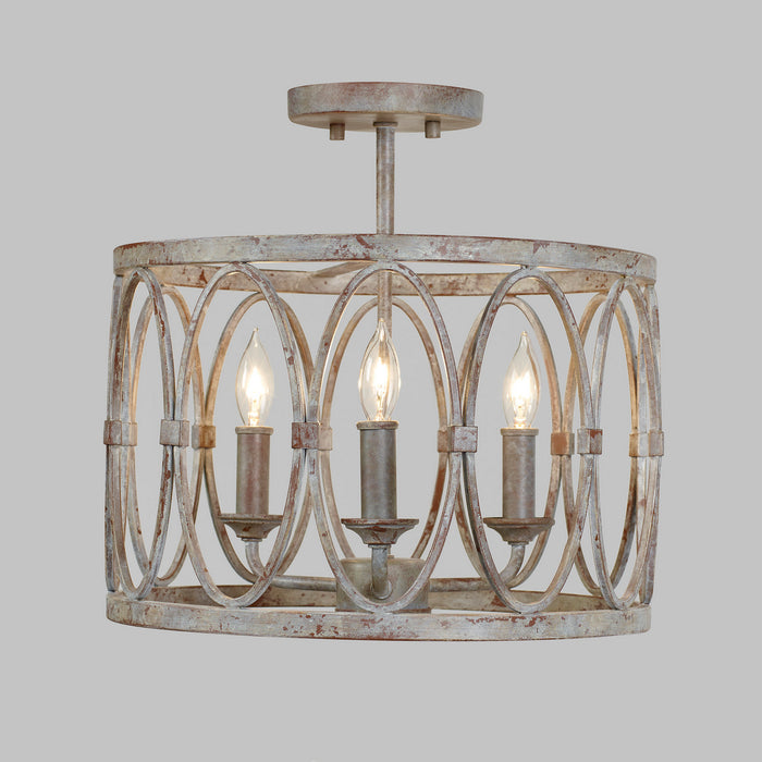 Three Light Semi-Flush Mount from the Patrice collection in Deep Abyss finish