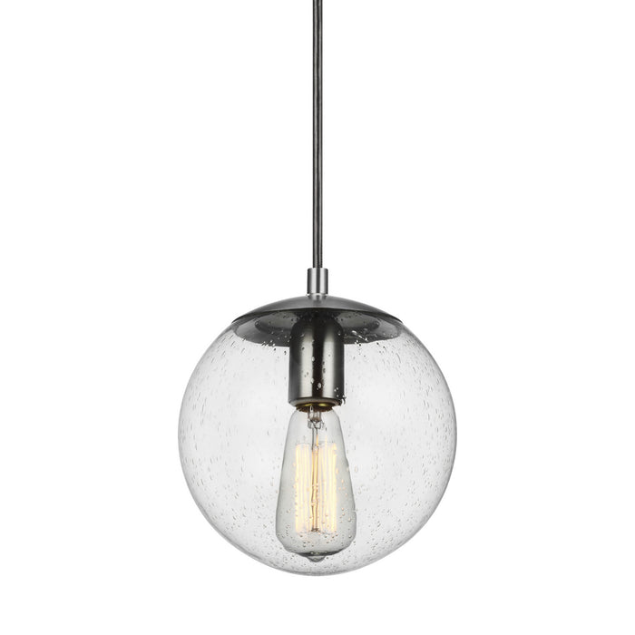One Light Pendant from the Leo-Hanging Globe collection in Satin Aluminum finish