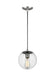Generation Lighting - 6501801-04 - One Light Pendant - Leo-Hanging Globe - Satin Aluminum