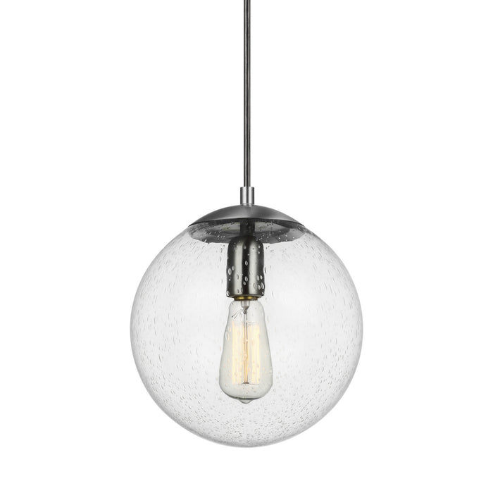 One Light Pendant from the Leo-Hanging Globe collection in Satin Aluminum finish
