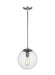 Generation Lighting - 6601801-04 - One Light Pendant - Leo-Hanging Globe - Satin Aluminum