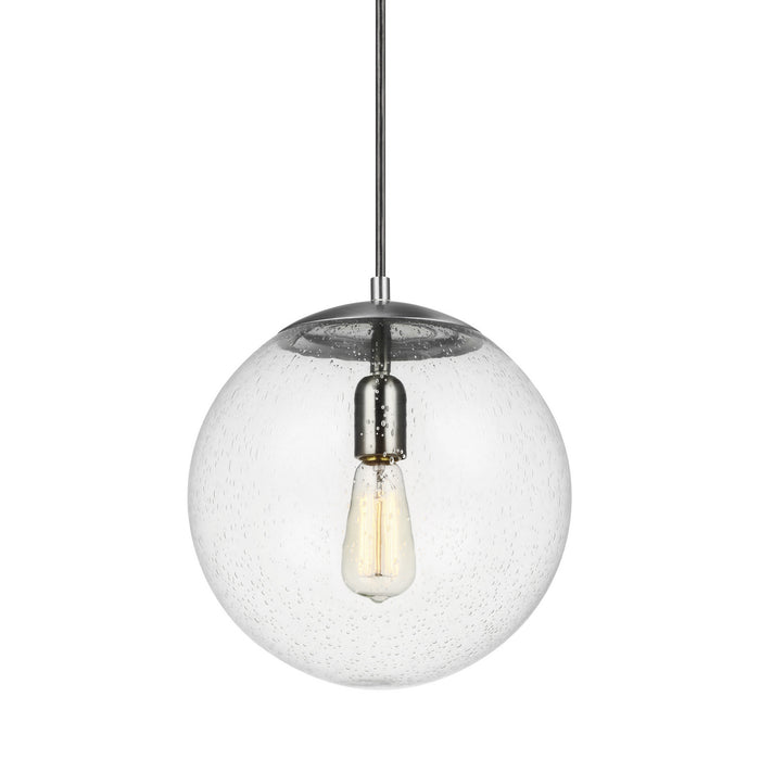 One Light Pendant from the Leo-Hanging Globe collection in Satin Aluminum finish