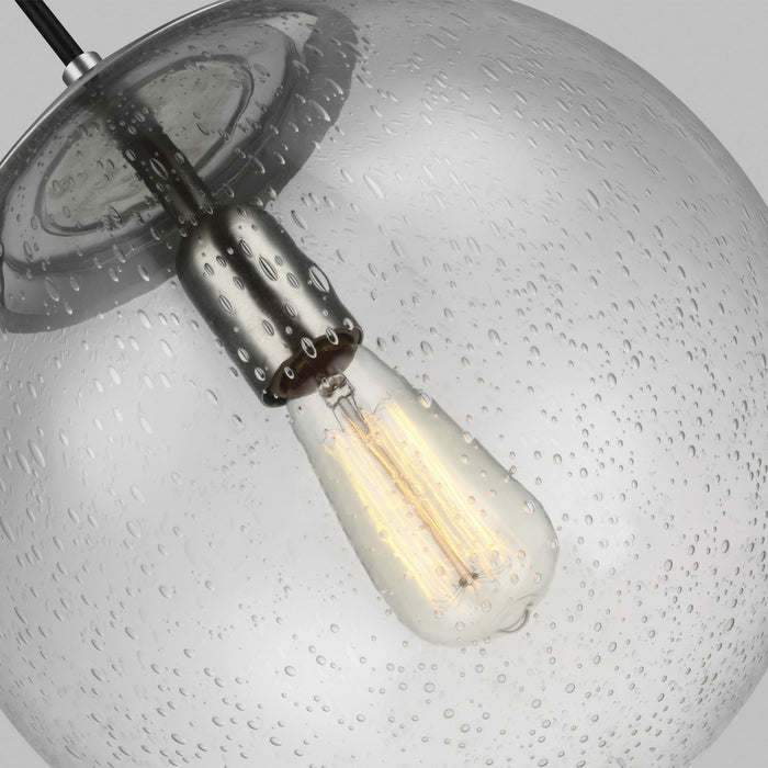One Light Pendant from the Leo-Hanging Globe collection in Satin Aluminum finish