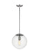 Generation Lighting - 6701801-04 - One Light Pendant - Leo-Hanging Globe - Satin Aluminum