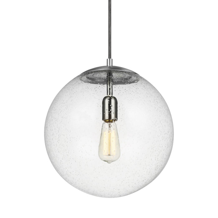 One Light Pendant from the Leo-Hanging Globe collection in Satin Aluminum finish