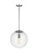 Generation Lighting - 6801801-04 - One Light Pendant - Leo-Hanging Globe - Satin Aluminum