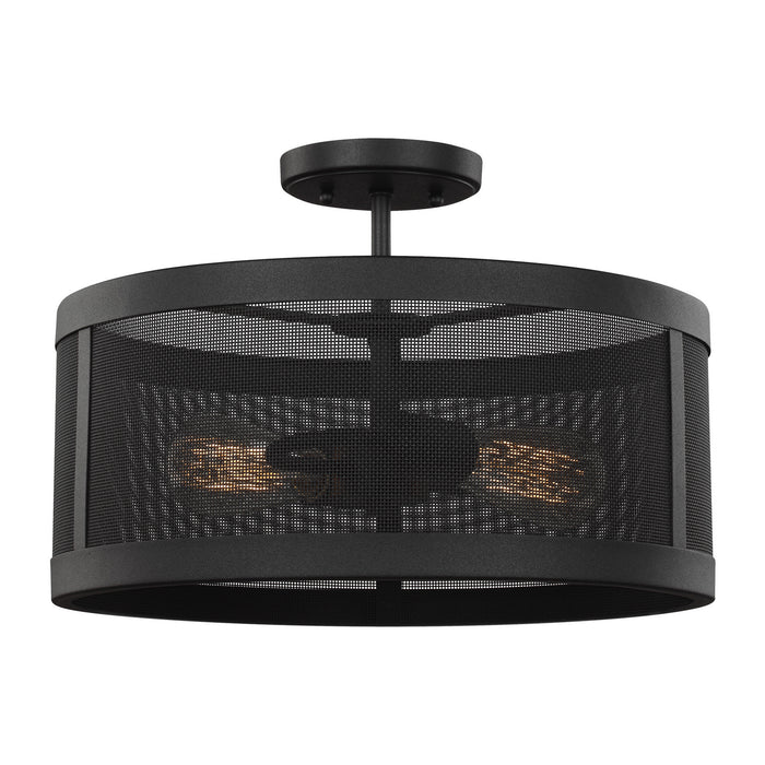 Two Light Semi-Flush Convertible Pendant from the Gereon collection in Black finish