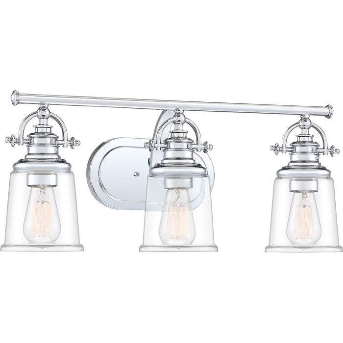 Three Light Bath Fixture from the Grant collection in Polished Chrome finish
