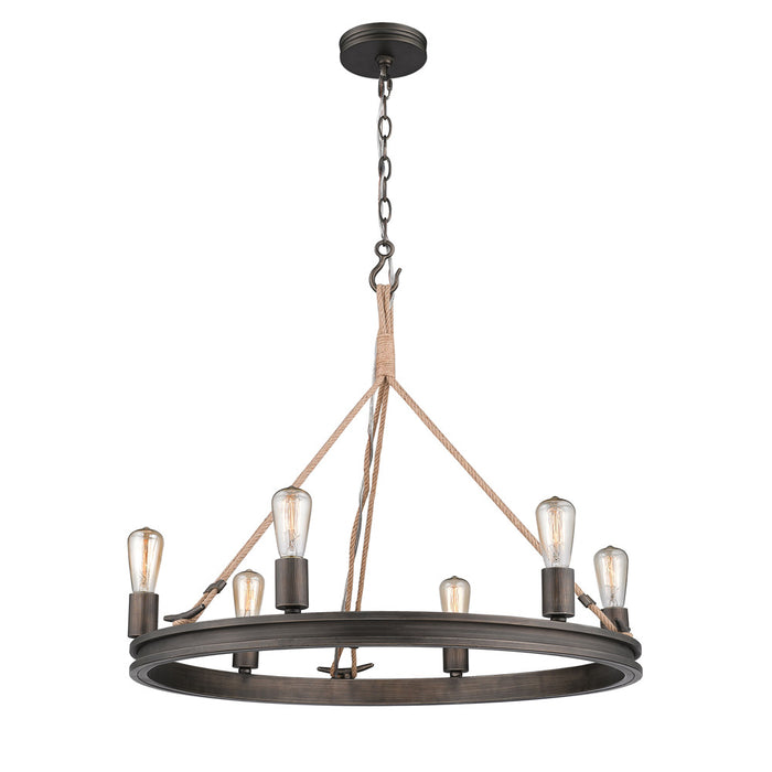 Six Light Chandelier from the Chatham collection in Gunmetal Bronze finish