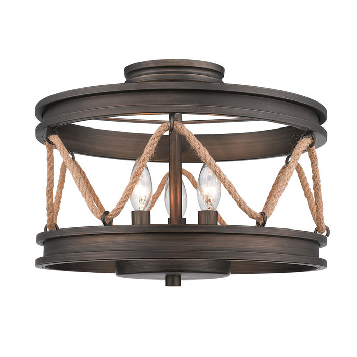 Three Light Semi-Flush Mount from the Chatham collection in Gunmetal Bronze finish