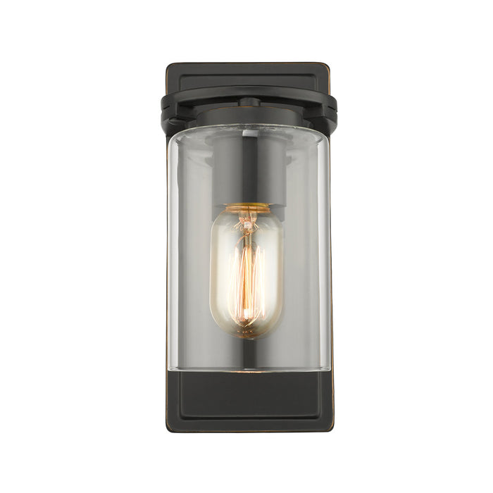 One Light Wall Sconce from the Monroe collection in Matte Black with Gold Highlights finish