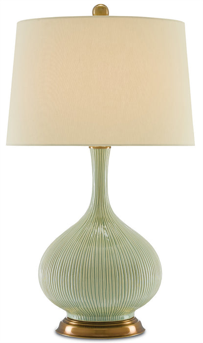 Currey and Company - 6000-0218 - One Light Table Lamp - Grass Green/Antique Brass