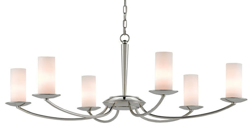Currey and Company - 9000-0170 - Six Light Chandelier - Myles - Polished Nickel/Frosted