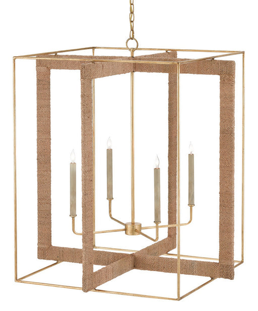 Currey and Company - 9000-0217 - Four Light Lantern - Purebred - Contemporary Gold Leaf/Natural