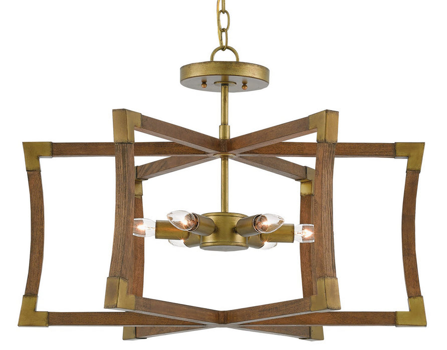 Currey and Company - 9000-0221 - Six Light Lantern - Bastian - Chestnut/Brass
