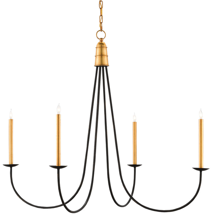 Currey and Company - 9000-0233 - Four Light Chandelier - Chinois Antique Gold Leaf/Black