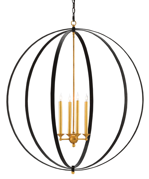 Currey and Company - 9000-0238 - Four Light Chandelier - Chinois Antique Gold Leaf/Black