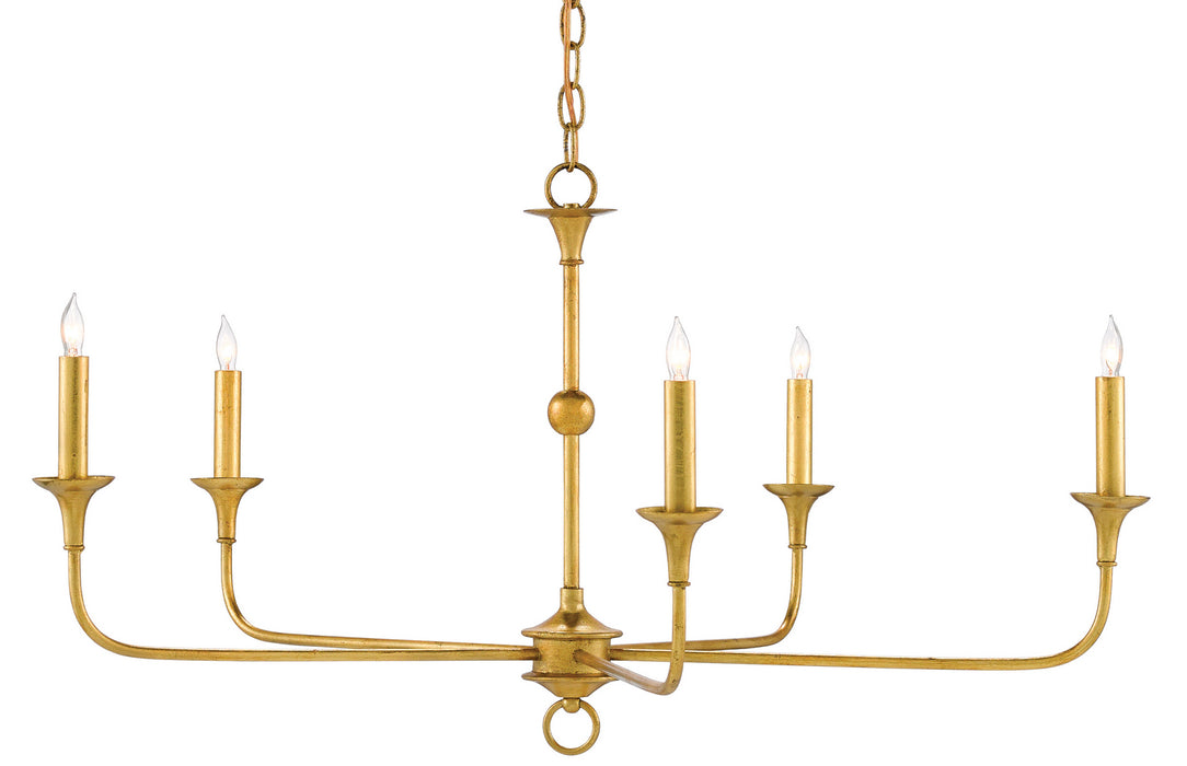 Currey and Company - 9000-0369 - Five Light Chandelier - Contemporary Gold Leaf