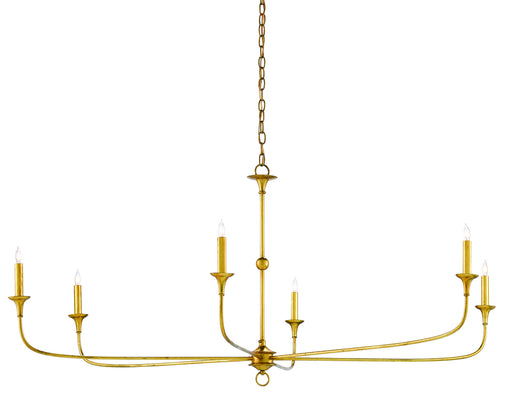 Currey and Company - 9000-0370 - Six Light Chandelier - Contemporary Gold Leaf