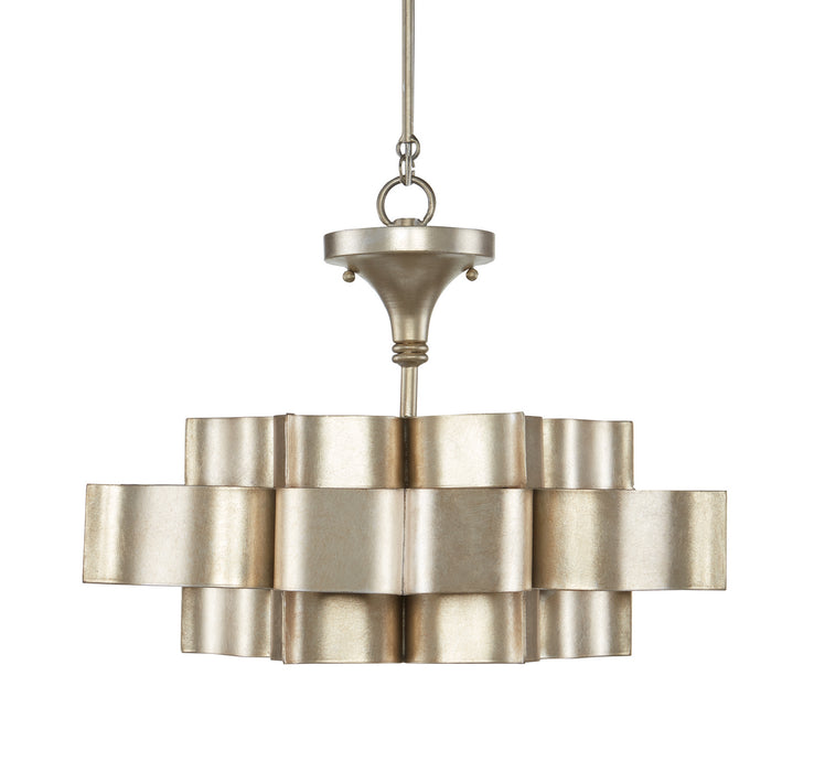 One Light Chandelier in Contemporary Silver Leaf finish