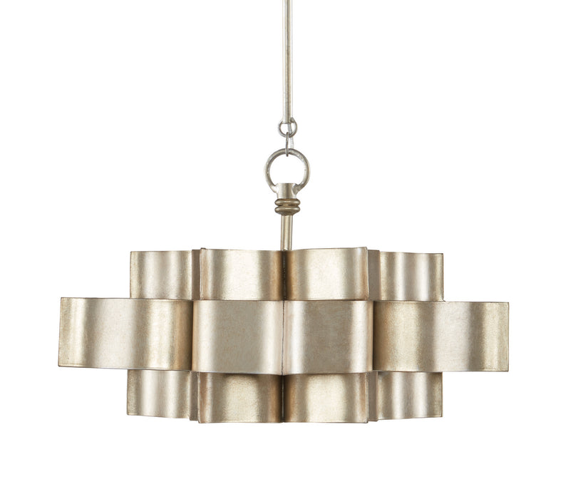 One Light Chandelier in Contemporary Silver Leaf finish