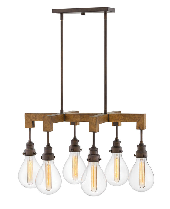 Hinkley - 3268IN - Six Light Linear Chandelier - Denton - Industrial Iron