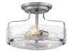 Hinkley - 3641BN-CS - Three Light Semi-Flush Mount - Harper - Brushed Nickel with Clear Seedy glass