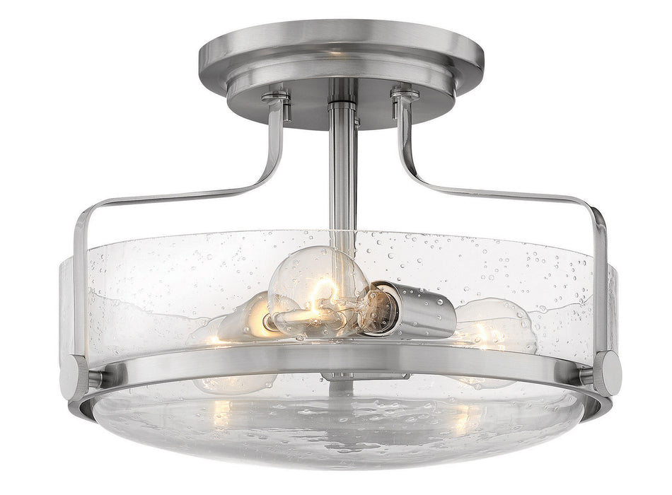 Hinkley - 3641BN-CS - Three Light Semi-Flush Mount - Harper - Brushed Nickel with Clear Seedy glass