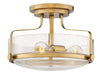 Hinkley - 3641HB-CS - Three Light Semi-Flush Mount - Harper - Heritage Brass with Clear Seedy glass