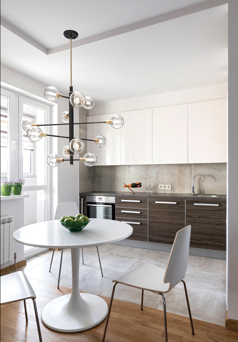 12 Light Foyer Pendant from the Ocean Drive collection in Venetian Brass/Graphite w/ Clear Glass finish