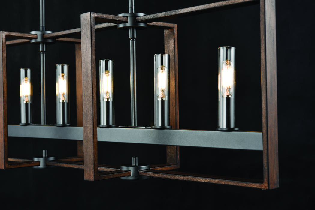 Six Light Linear Pendant from the Blairmore collection in Ironwood On Metal/Graphite finish