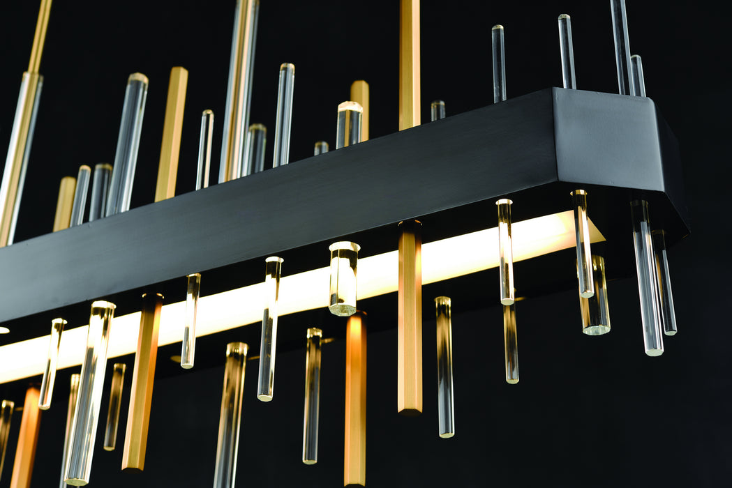LED Linear Pendant from the Crystal Boulevard collection in Venetian Brass/Graphite w/ Optic Glass Inserts finish