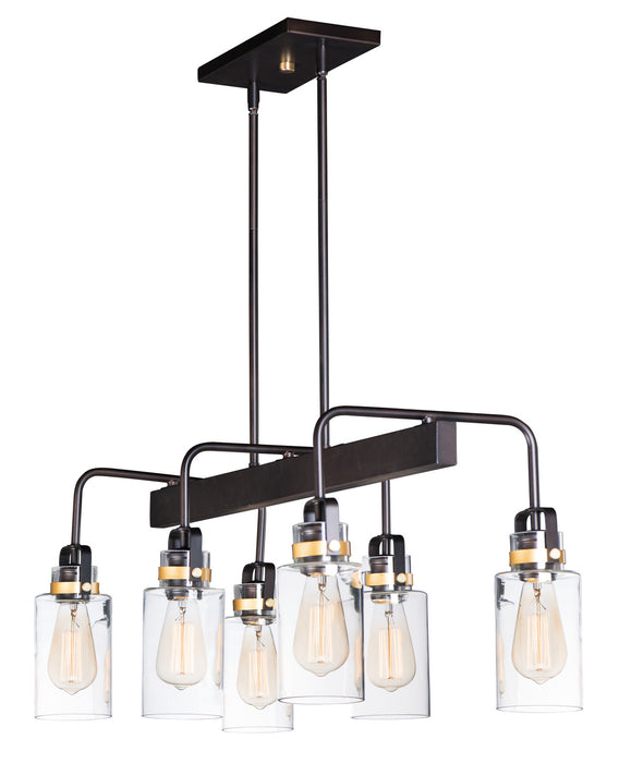 Six Light Linear Pendant from the Magnolia collection in Bronze / Gold finish