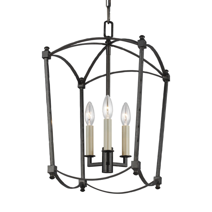 Three Light Lantern from the Thayer collection in Smith Steel finish