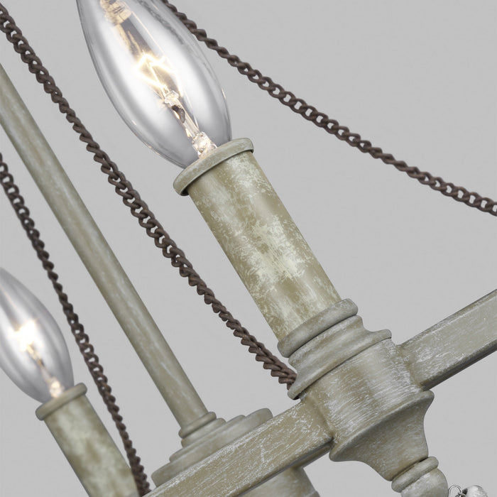 Four Light Chandelier from the Beverly collection in French Washed Oak / Distressed White Wood finish