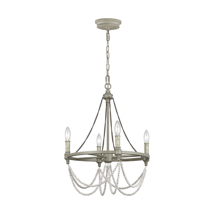 Generation Lighting - F3331/4FWO/DWW - Four Light Chandelier - Beverly - French Washed Oak / Distressed White Wood