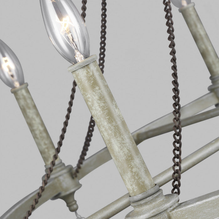 Eight Light Chandelier from the Beverly collection in French Washed Oak / Distressed White Wood finish