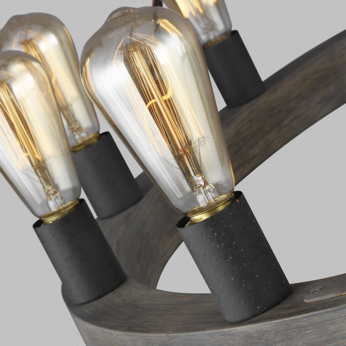 12 Light Chandelier from the Avenir collection in Weathered Oak Wood / Antique Forged Iron finish