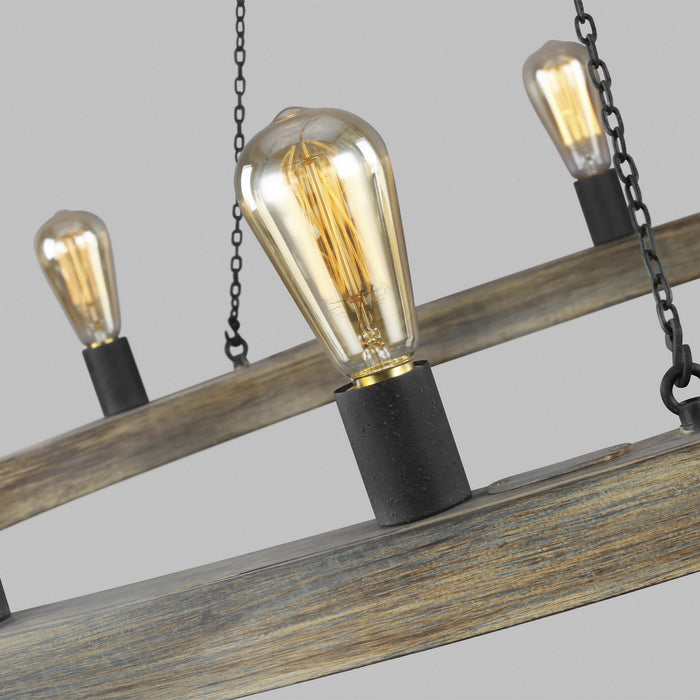 20 Light Chandelier from the Avenir collection in Weathered Oak Wood / Antique Forged Iron finish