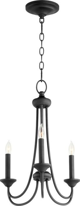 Three Light Chandelier from the Brooks collection in Noir finish